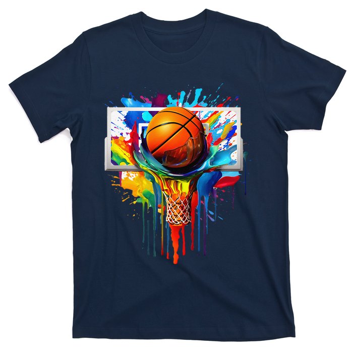 Colorful Basketball Tie Dye Color Splash Hoop Net Slam Dunk T-Shirt