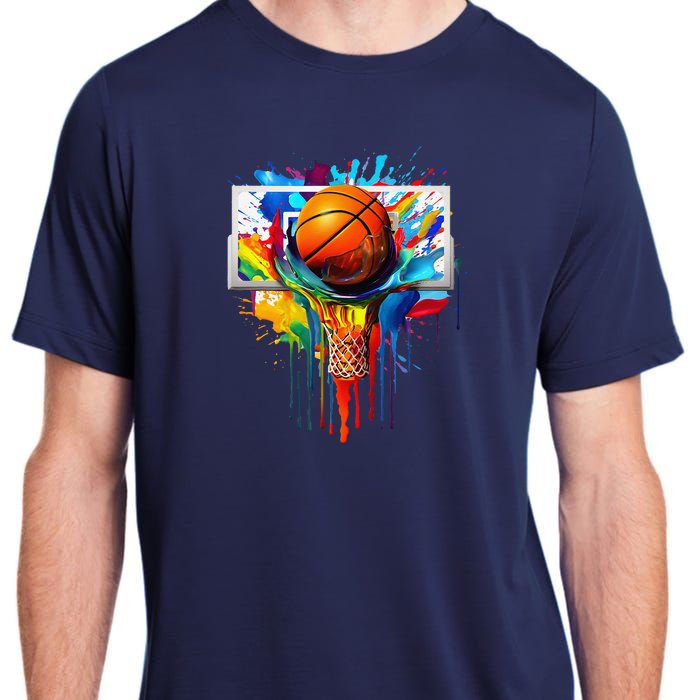 Colorful Basketball Tie Dye Color Splash Hoop Net Slam Dunk Adult ChromaSoft Performance T-Shirt