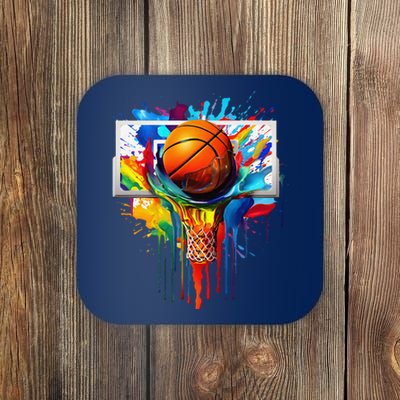 Colorful Basketball Tie Dye Color Splash Hoop Net Slam Dunk Coaster