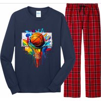 Colorful Basketball Tie Dye Color Splash Hoop Net Slam Dunk Long Sleeve Pajama Set