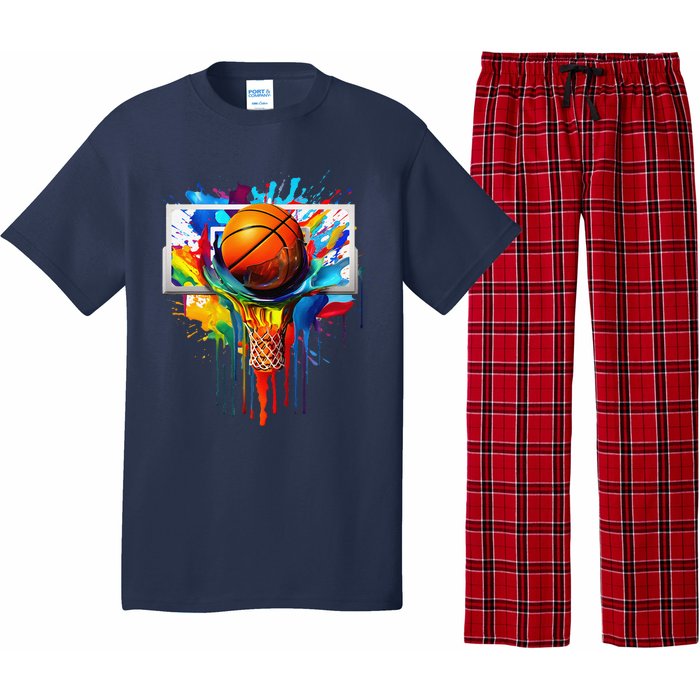 Colorful Basketball Tie Dye Color Splash Hoop Net Slam Dunk Pajama Set