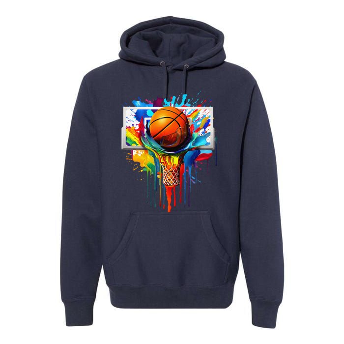 Colorful Basketball Tie Dye Color Splash Hoop Net Slam Dunk Premium Hoodie