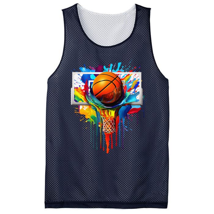 Colorful Basketball Tie Dye Color Splash Hoop Net Slam Dunk Mesh Reversible Basketball Jersey Tank