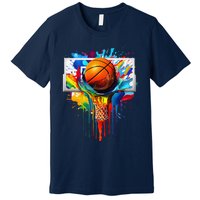 Colorful Basketball Tie Dye Color Splash Hoop Net Slam Dunk Premium T-Shirt