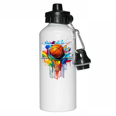 Colorful Basketball Tie Dye Color Splash Hoop Net Slam Dunk Aluminum Water Bottle 