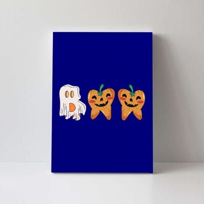 Cute Boo Tooth Shaped Pumpkin Halloween Dentist Pun Great Gift Canvas