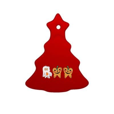 Cute Boo Tooth Shaped Pumpkin Halloween Dentist Pun Great Gift Ceramic Tree Ornament