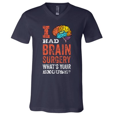 Colorful Brain Tumor I Had Brain Surgery Whats Your Excuse Brain Tumor V-Neck T-Shirt