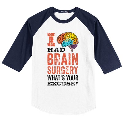 Colorful Brain Tumor I Had Brain Surgery Whats Your Excuse Brain Tumor Baseball Sleeve Shirt