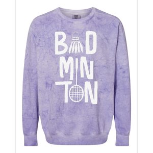 Cool Badminton Typography With Badminton Shuttlecock &Racket Colorblast Crewneck Sweatshirt