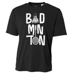 Cool Badminton Typography With Badminton Shuttlecock &Racket Cooling Performance Crew T-Shirt