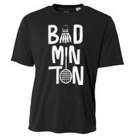 Cool Badminton Typography With Badminton Shuttlecock &Racket Cooling Performance Crew T-Shirt