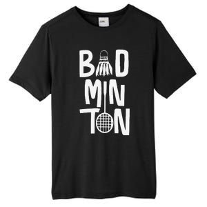 Cool Badminton Typography With Badminton Shuttlecock &Racket Tall Fusion ChromaSoft Performance T-Shirt