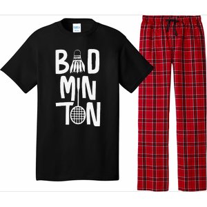 Cool Badminton Typography With Badminton Shuttlecock &Racket Pajama Set