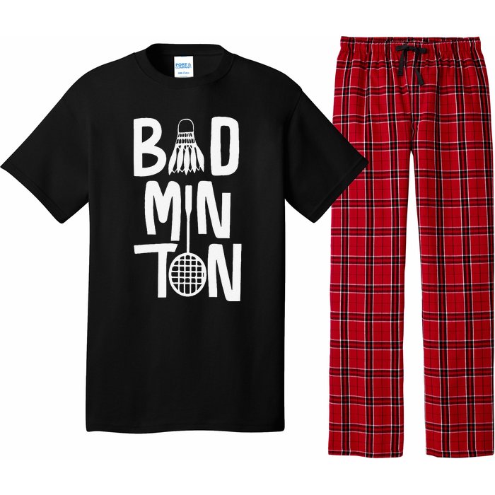 Cool Badminton Typography With Badminton Shuttlecock &Racket Pajama Set