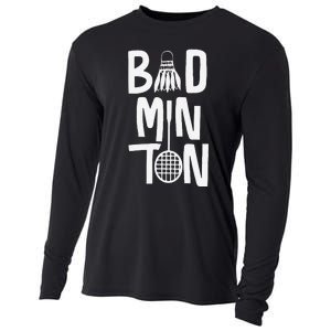 Cool Badminton Typography With Badminton Shuttlecock &Racket Cooling Performance Long Sleeve Crew