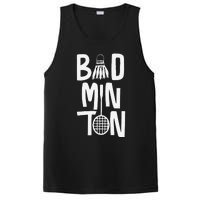 Cool Badminton Typography With Badminton Shuttlecock &Racket PosiCharge Competitor Tank