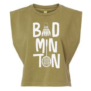 Cool Badminton Typography With Badminton Shuttlecock &Racket Garment-Dyed Women's Muscle Tee