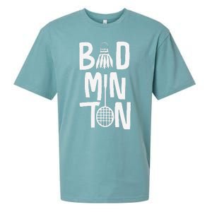 Cool Badminton Typography With Badminton Shuttlecock &Racket Sueded Cloud Jersey T-Shirt