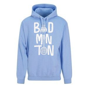 Cool Badminton Typography With Badminton Shuttlecock &Racket Unisex Surf Hoodie