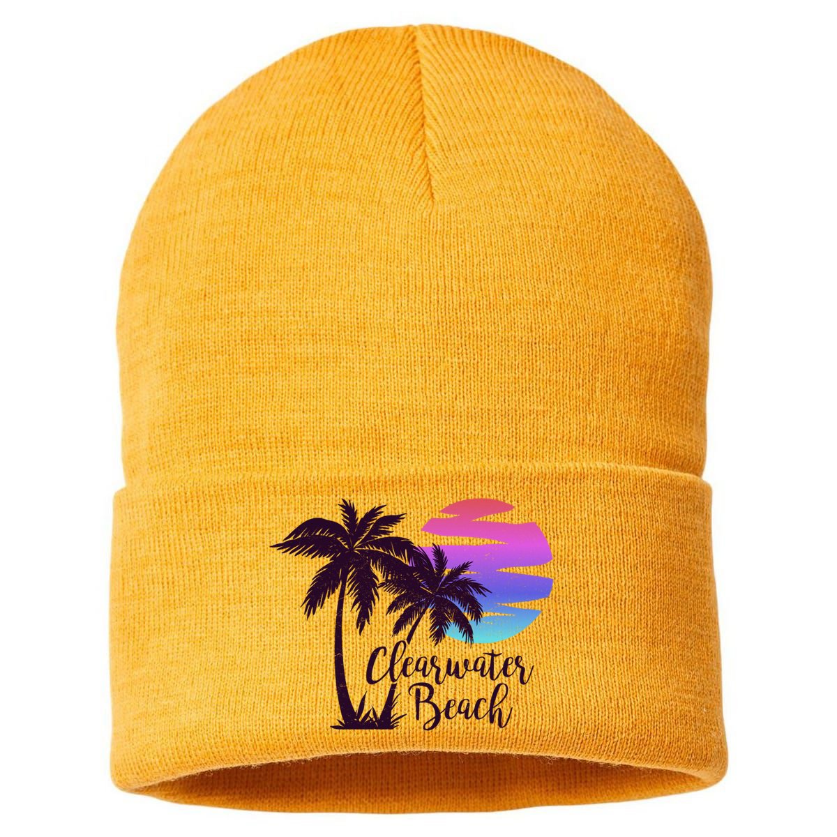 Clearwater Beach Trip Vacation Spring Break Sunset Graphic Gift Sustainable Knit Beanie