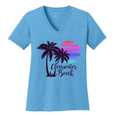 Clearwater Beach Trip Vacation Spring Break Sunset Graphic Gift Women's V-Neck T-Shirt