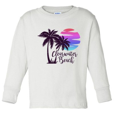 Clearwater Beach Trip Vacation Spring Break Sunset Graphic Gift Toddler Long Sleeve Shirt