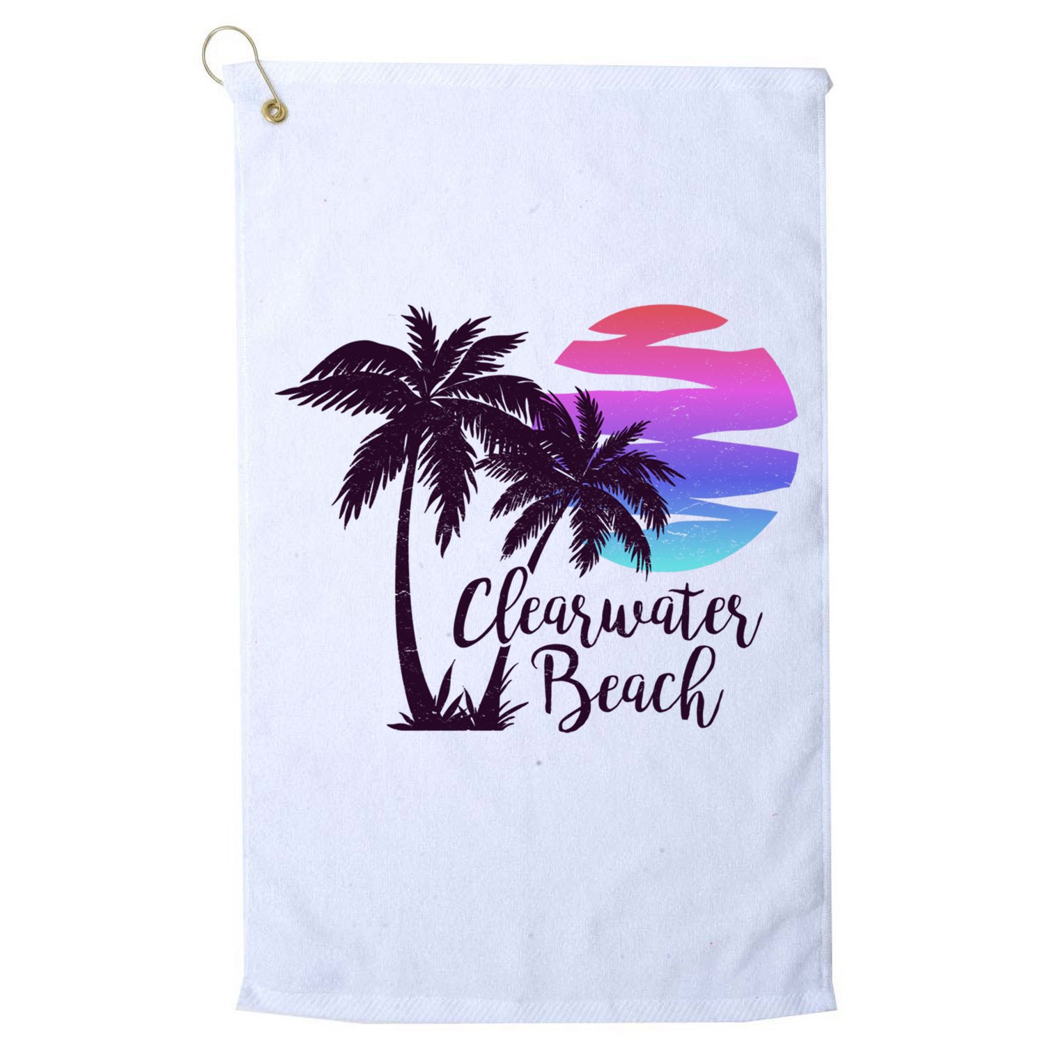 Clearwater Beach Trip Vacation Spring Break Sunset Graphic Gift Golf Towel