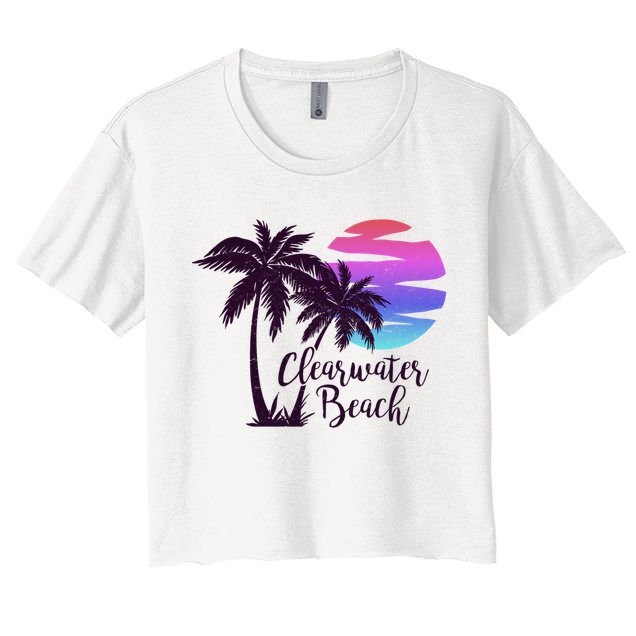 Clearwater Beach Trip Vacation Spring Break Sunset Graphic Gift Crop Top