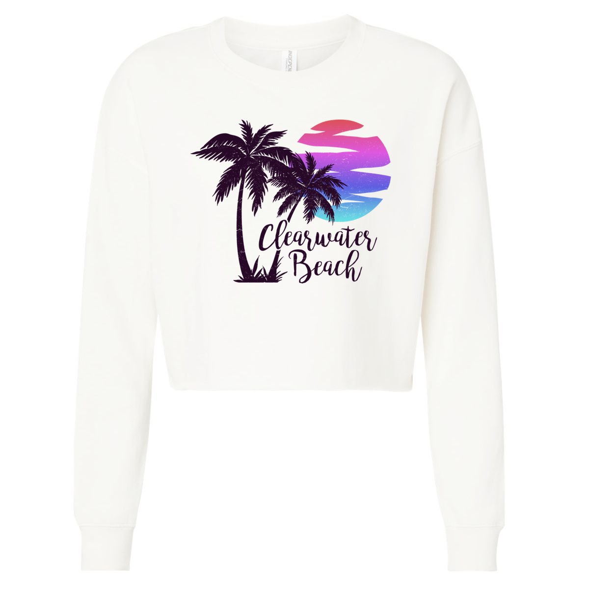 Clearwater Beach Trip Vacation Spring Break Sunset Graphic Gift Cropped Pullover Crew