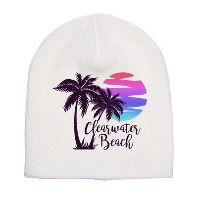 Clearwater Beach Trip Vacation Spring Break Sunset Graphic Gift Short Acrylic Beanie