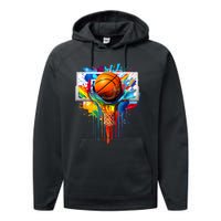 Colorful Basketball Tie Dye Color Splash Hoop Net Slam Dunk Performance Fleece Hoodie