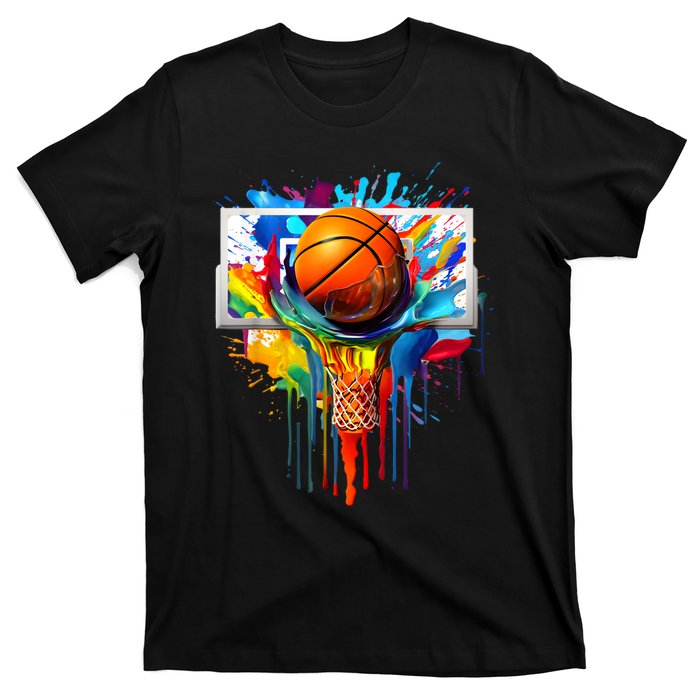 Colorful Basketball Tie Dye Color Splash Hoop Net Slam Dunk T-Shirt