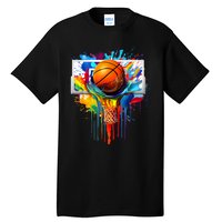 Colorful Basketball Tie Dye Color Splash Hoop Net Slam Dunk Tall T-Shirt