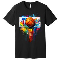 Colorful Basketball Tie Dye Color Splash Hoop Net Slam Dunk Premium T-Shirt