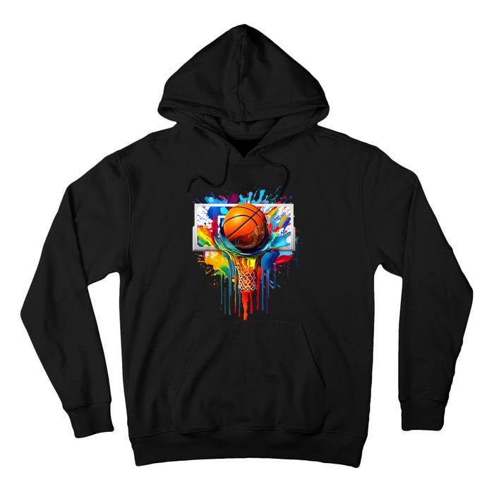 Colorful Basketball Tie Dye Color Splash Hoop Net Slam Dunk Tall Hoodie