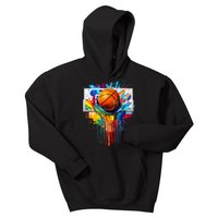 Colorful Basketball Tie Dye Color Splash Hoop Net Slam Dunk Kids Hoodie