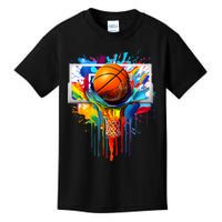 Colorful Basketball Tie Dye Color Splash Hoop Net Slam Dunk Kids T-Shirt