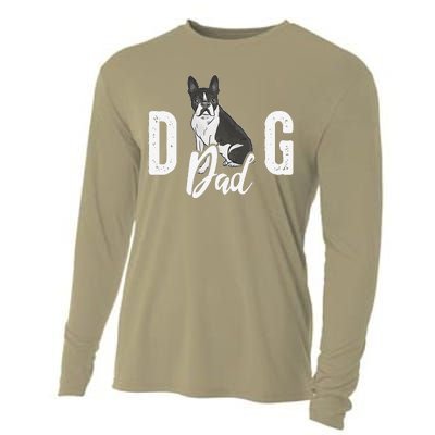 Cute Boston Terrier Pet Owner Vintage Dog Dad Fathers Day Cooling Performance Long Sleeve Crew