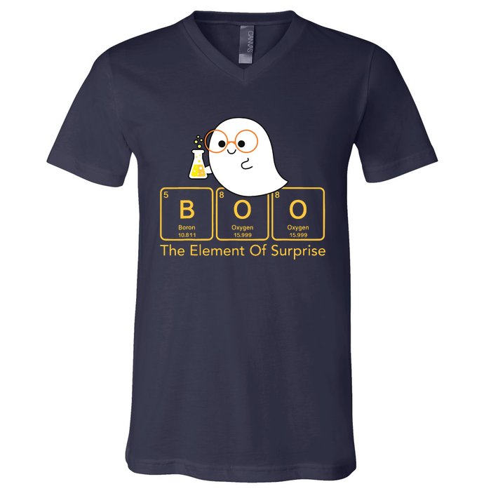 Chemistry Boo The Element Of Surprise Cute Chemist Halloween V-Neck T-Shirt