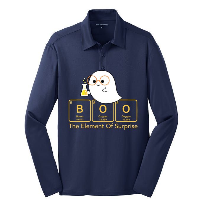 Chemistry Boo The Element Of Surprise Cute Chemist Halloween Silk Touch Performance Long Sleeve Polo