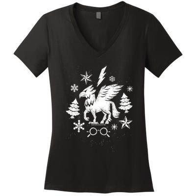 Christmas Buckbeak The Hippogriff Stamp Women's V-Neck T-Shirt