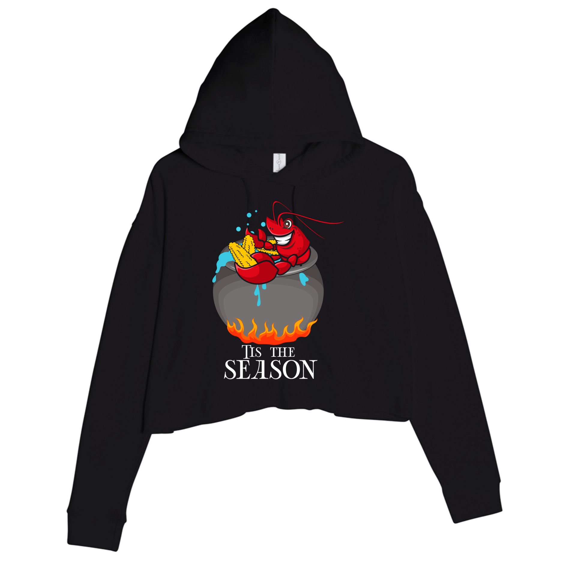 Crawfish Boil Tis The Season Crawdaddy Crayfish Funny Cute Gift Crop Fleece Hoodie