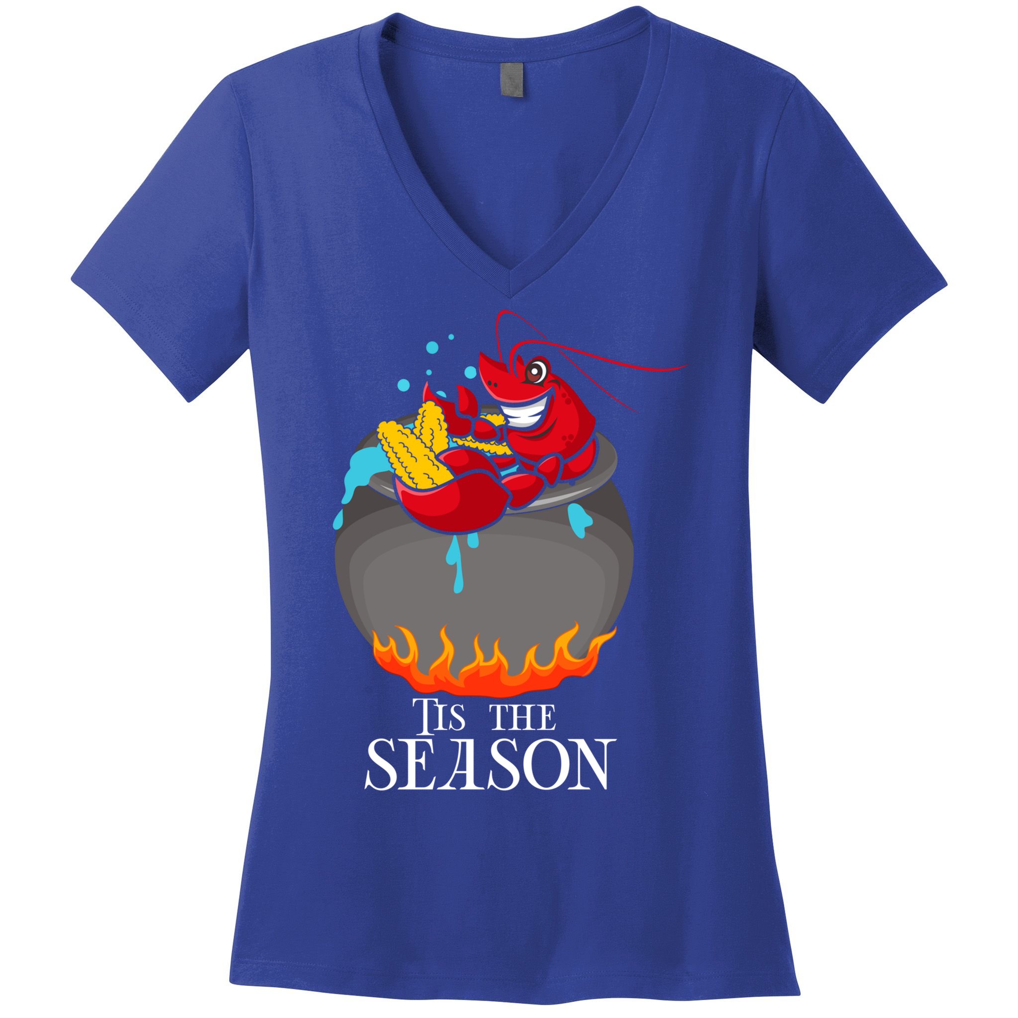 Crawfish Boil Tis The Season Crawdaddy Crayfish Funny Cute Gift Women's V-Neck T-Shirt