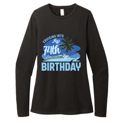 Cruise Boat Trip Vacation Cruising Into My 74th Birthday Womens CVC Long Sleeve Shirt