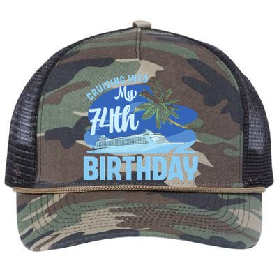 Cruise Boat Trip Vacation Cruising Into My 74th Birthday Retro Rope Trucker Hat Cap