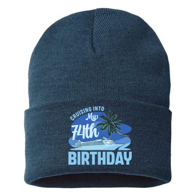 Cruise Boat Trip Vacation Cruising Into My 74th Birthday Sustainable Knit Beanie