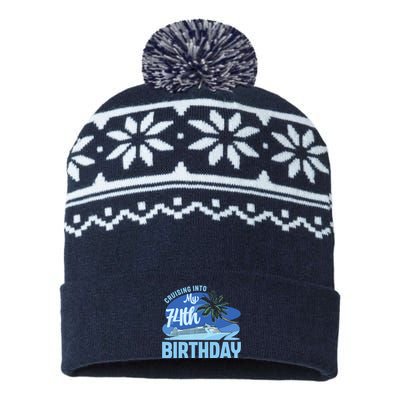 Cruise Boat Trip Vacation Cruising Into My 74th Birthday USA-Made Snowflake Beanie