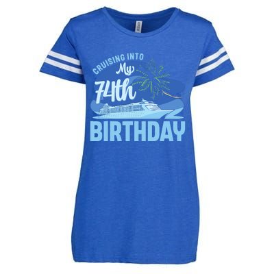 Cruise Boat Trip Vacation Cruising Into My 74th Birthday Enza Ladies Jersey Football T-Shirt