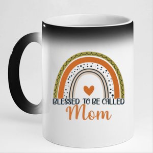 Cute Blessed To Be Called Mom Boho Rainbow Mom Grandma Gift 11oz Black Color Changing Mug